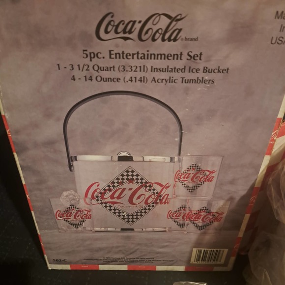 NIB! Coca Cola VINTAGE GOODS-IceBucket & 4 Tumblers-TIN Collector Cards-More - Picture 4 of 9